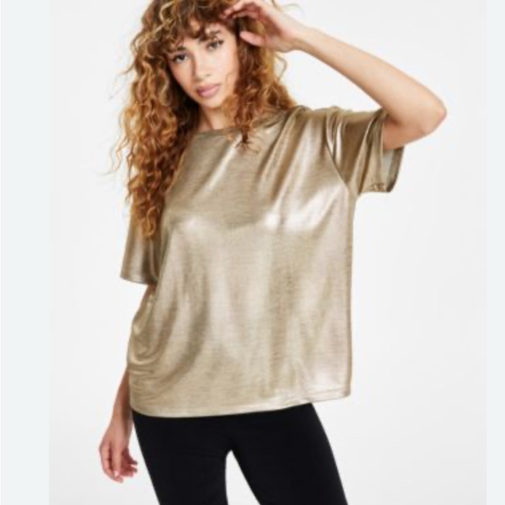 Bar III  Short-Sleeve Shine T-Shirt - XL